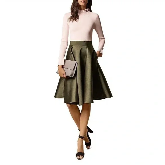 slim fit dress slacks Dark Green Satin One Shoulder Midi Dress | Melgar main image 1
